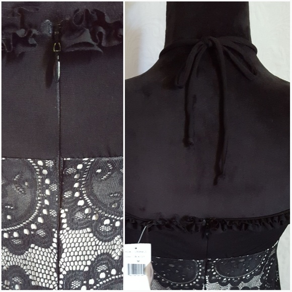 Alexia Admor Lace Empire Waist Halter Dress LBD - Picture 5 of 8